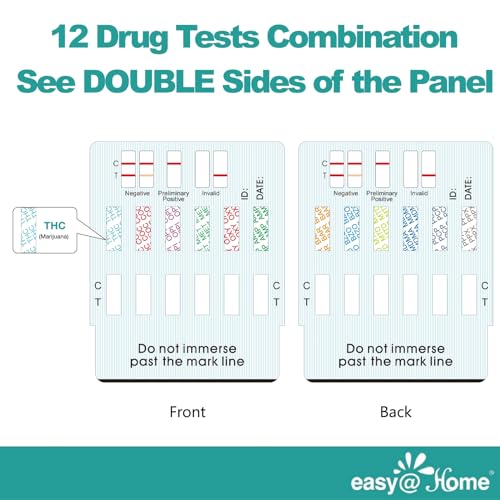 Easy@Home 5 Pack Multi-Drug Screen Test, 12 Panel Urine Drug Testing Kit 5 Count (Pack of 1)