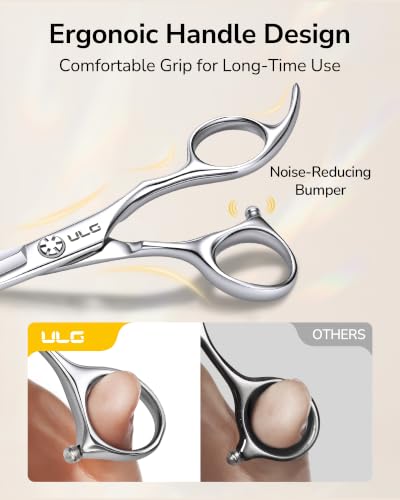 ULG Hair Cutting Scissors Kit for Toddlers, Kids & Adults, Safety Round Tip 8pcs Silver Set