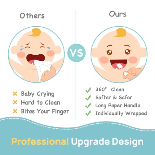 Papablic Baby Tongue Cleaner, Baby Oral Cleaner, Disposable Infant Mouth Cleaner Newborn, Upgrade Gum Cleaner with Paper Handle for Infants Ages 0-2 Years, 140 Pack