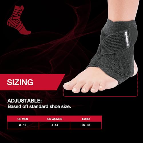 MUELLER Sports Medicine Adjustable Ankle Brace for Men and Women, Ankle Stabilizer for Compression and Pain Relief Support, Ideal for Sprains, Strains, Arthritis, Black, One Size 1 Count (Pack of 1)