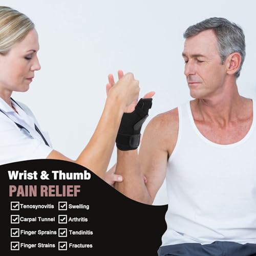 Thumb Brace Right Hand or Left Hand for Arthritis Pain and Support Black M