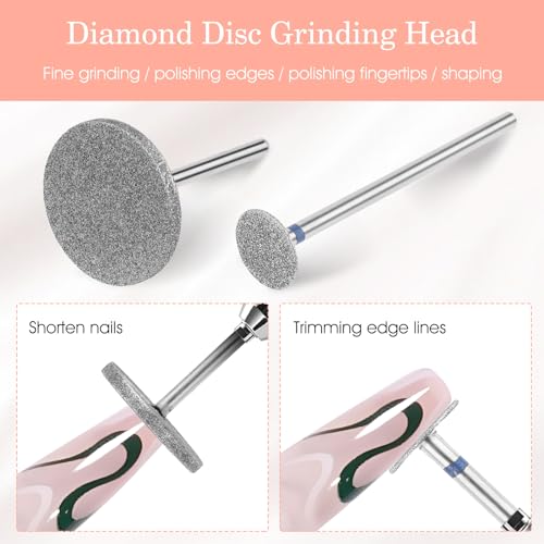 Andibro 2Pcs Sanding Disc Nail Drill Bits,Electric Foot File Hard Skin Remover Discs Emery Carbide Callus Remover Pads Pedicure Sandpapers Replacement Cracked Skin Callus Removal for Manicure Pedicure