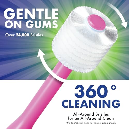 Brilliant Oral Care Baby Toothbrush with Soft Bristles and Round Head, for a Toddler Approved, Easy to Use All-Around Clean Mouth, Ages 0-2 Years, Pink, 3 Pack 3 Count (Pack of 1)