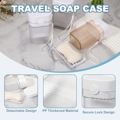 uxcell Travel Toothbrush Case Set, Leakproof Soap Holder with Lid and Portable Travel Toothbrush Holder for Bathroom, Gym, Business Trip, Camping (White) White