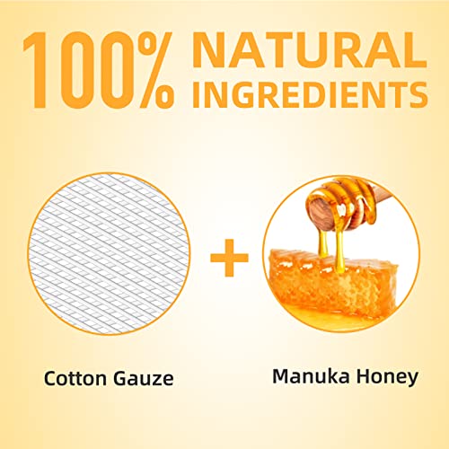 Dr. Med Manuka Honey Gauze Dressing 4" x 4", (5 PCS/Box) Honey Medical Bandage Wound Care Patch for Minor Abrasions, Cuts, Lacerations, Scald and Burns for Wound Healing, Chemical and Drug Free Manuka Honey Gauze 4" x 4" - 5 Pcs/Box