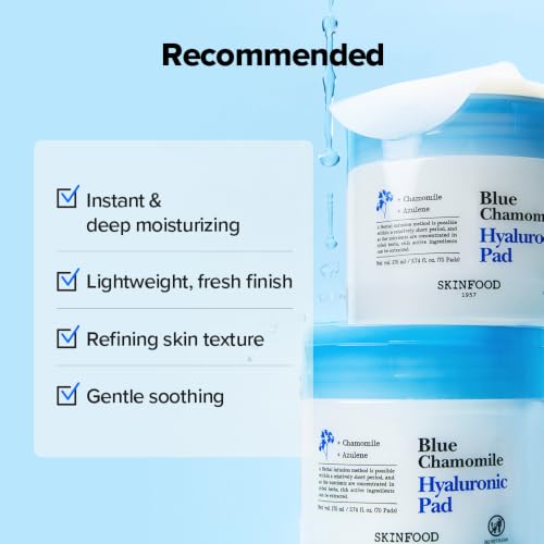 SKINFOOD Blue Chamomile Hyaluronic Pad Moisturizing Toner Pad Korean Skin Care