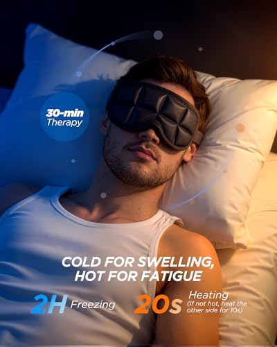 3D Cooling Sleep Mask with Double Coldfocus Gel for Hot & Cold Therapy Black 1 Pack