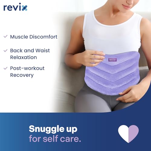 REVIX Microwave Heating Pad for Back with Moist Heat, Extra Large Microwavable Heated Wrap for Lumbar, Waist, Stomach, Shoulder and Neck Hot or Cold Pack, Reusable, Portable Orchid