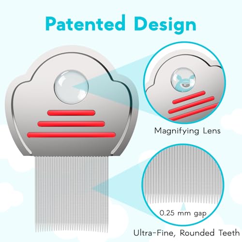 Lice Comb for Kids - Nit Comb with Magnifier Lens, All Hair Types Red