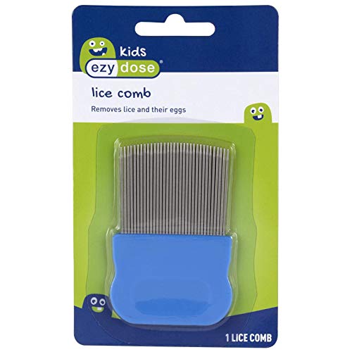 Ezy Dose Kids Lice Comb, Head Lice & Nit Removal, Safe for All Hair, Blue Long Pin Teeth