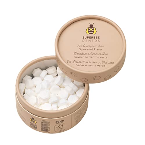 SuperBee Dentos Toothpaste Tablets & Biodegradable Bamboo Toothbrushes, 150 Tabs, Fluoride Free & Eco Friendly, Travel Mouthwash Tablets, Sensitive Bites Kids Adults