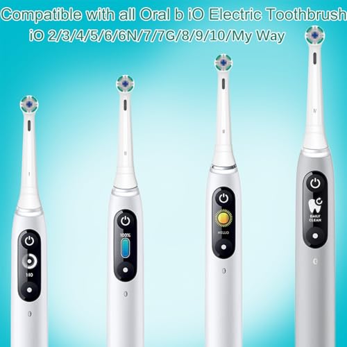Replacement Heads Compatible with Oral B iO Electric Toothbrush, Soft Toothbrush Heads Fit for Oral-B iO 2/3/4/5/6/7/8/9/10 Series with Covers, White+Black 8pcs 8 Count (Pack of 1)