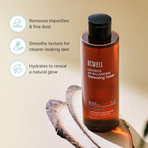 ACWELL Licorice pH 5.5 Balancing Cleansing Toner - Alcohol-Free Korean Face Toner, Hydrating Clarifying Formula for Dull and Combination Skin, 5.07 fl oz 5.07 Fl Oz (Pack of 1)