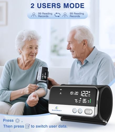 Glucoracy Arm Blood Pressure Monitor for Home Use,Large Display,Silver Silver