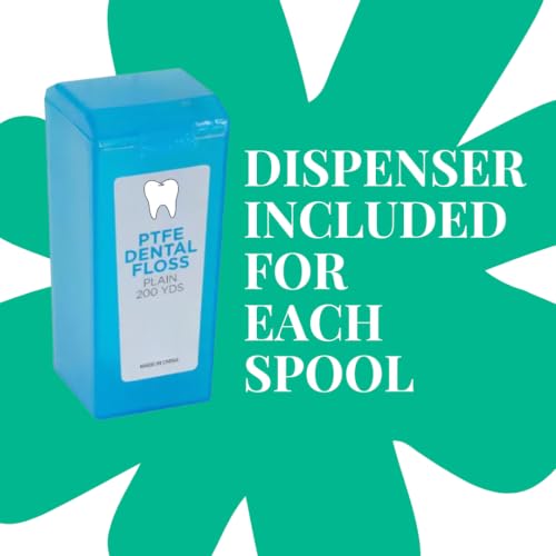 PTFE Dental Floss Bulk Spools 200 Yards, 3 Pack: Mint Flavor Mint and Unflavored Available
