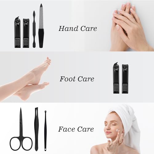 Manicure Pedicure Set Personal Care Nail Clipper Kit 7 PCS Manicure and Pedicure Kit Nail Care Kit for Men Suitable for Travel(Black) Present for Men Husband Boyfriend Parent black