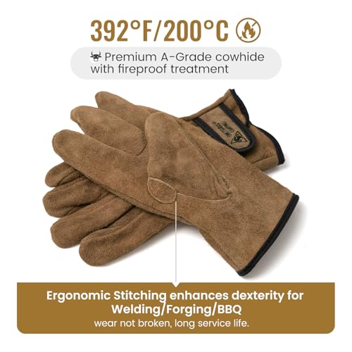 ONETIGRIS Welding Gloves,Fireproof Leather Work Gloves for Men/Women