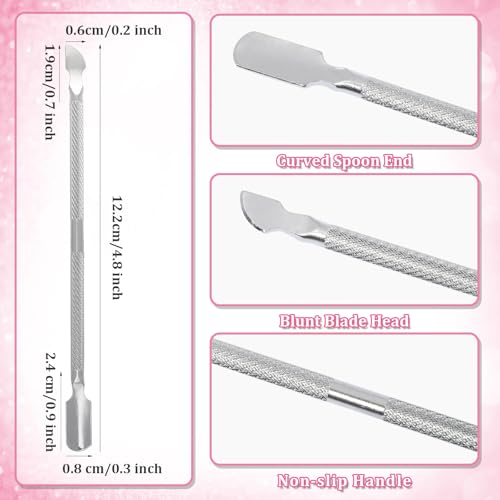 15 Pieces Stainless Steel Cuticle Pusher and Cutter, Double Ended Cuticle Cleaner Remover Metal Manicure Pedicure Nail Tools for Fingernails, Toenails