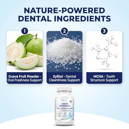 Denti Strength – Advanced Dental Wellness Chewable with Oral Probiotics, Xylitol and Guava Fruit – Supports Healthy Teeth, Gums and Fresh Breath – 30 Chewables