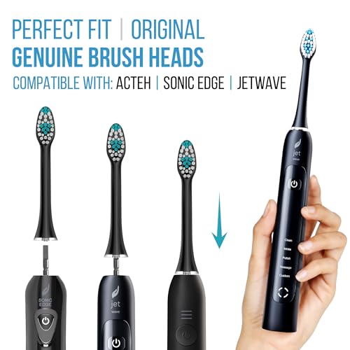 Original Acteh Toothbrush Heads for Acteh Sonic Edge and JetWave Toothbrush - Genuine Replacement Heads for Sonic Edge JetWave (Black6) Black6