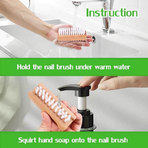 SAMEBUTECO 2 Pack Non-Slip Wooden Hand & Nail Brush,Dual-Sided Fingernail Scrub Brush for Deep Cleaning Nails,Hands & Feet Heavy Duty Mechanic Hand Brush with Stiff Bristles and Molded Beech-wood Grip
