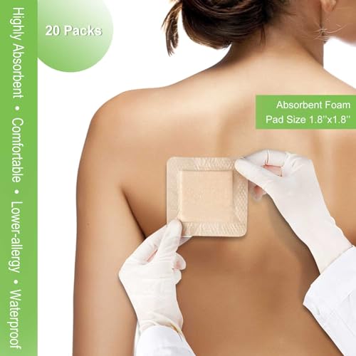 NeuHeils Silicone Foam Dressing for Bed Sores 3x3 Inch, 20 Pack with Border 3''x3'' (Pack of 20)