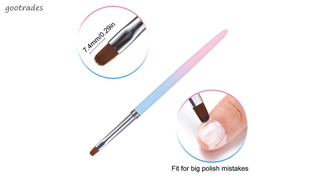 2Pcs Nail Clean Up Brushes, Nail Brushes for Cleaning Polish Mistakes 2 Pcs Round&Angled Nail Brushes for Cleaning Polish