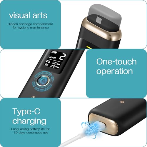 Bad Breath Checker Professional Oral Odor Monitor Smart Bad Breath Tester, 32-bit CPU Precise MEMS Sensor Auto Calibration Rechargeable Halimeter for Oral Hygiene Check Black