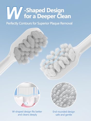 7MAGIC White Sonic Electric Toothbrush Bundle with Genuine Brush Heads for Deep Cleaning 2-Pack