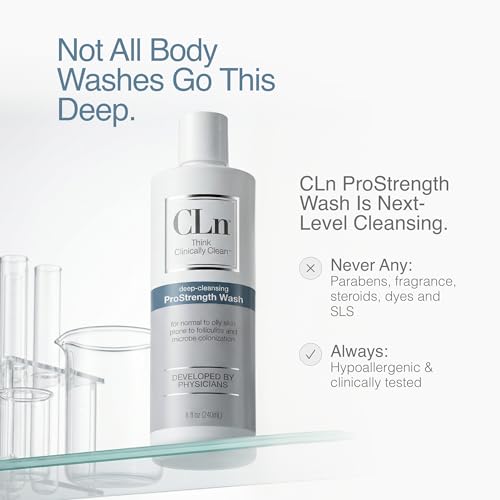 CLn® ProStrength Wash - PH-Balanced and Formulated for Daily Use with Salicylic Acid to Cleanse and Exfoliate Normal to Oily Skin for Men and Women with Body Odor, 8 fl oz. 8 Fl Oz (Pack of 1)