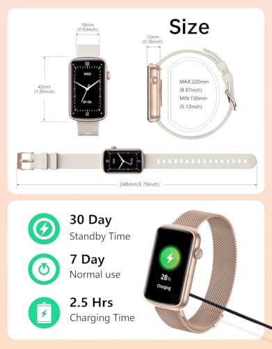 RUIMEN Fitness Tracker, Fitness Watches for Women Men with Heart Rate Monitor Blood Oxygen Sleep Tracker Pedometer, 1.47" Smart Watch Step Calorie Counter for Android iOS IP68 Waterproof (Gold)