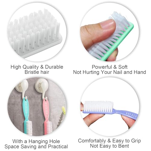 HOFASON 6 Pack Nail Brush for Cleaning Fingernails, Nail Brush Handle Grip Brush for Nail and Toenail Foot, Nail Dust Brush Manicure Pedicure Tools Scrubbing Brush Women Men Home Salon (Macaron) Macaron