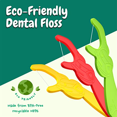 Dr. Ram's Fun Flexi Flossers for Kids - 300 Count Kids Dental Floss - Anti-Ouch Shape with Puzzle and Game - Light Citrus Fruit Scent Kid Floss 300 Foot (Pack of 1)