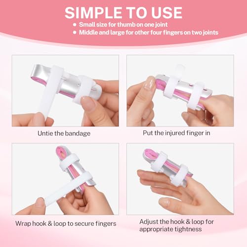 Finger Splint Brace Set for Joint Stabilization, 3-Size 5 Pack Fits Thumb/Middle/Index/Ring/Pinky Finger - Soft Support for Trigger Finger, Sprains, Arthritis & Broken Fingers (S/M/L)
