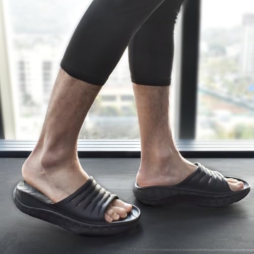 KuaiLu Mens Orthotic Recovery Sandals Arch Support Slides Plantar Fasciitis 11 Black