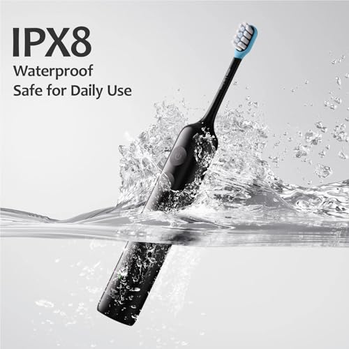 MGW Electric Toothbrush - Sonic Electric Toothbrush for Adults,Smart Timers & 3 Modes (3 Intensity Levels Each), IPX8 Waterproof, 4 Brush Heads, Travel Case, Black