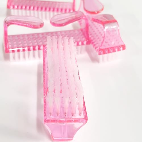 SQULIGT 4Pcs Nail Brushes for Cleaning Fingernails, Handle Grip Nail Scrubber Brush, Manicure Tools Scrub Brushes Kit, Toenail Brush To Clean Under Nails Pedicure Foot Small Brush Women Men (Pink)