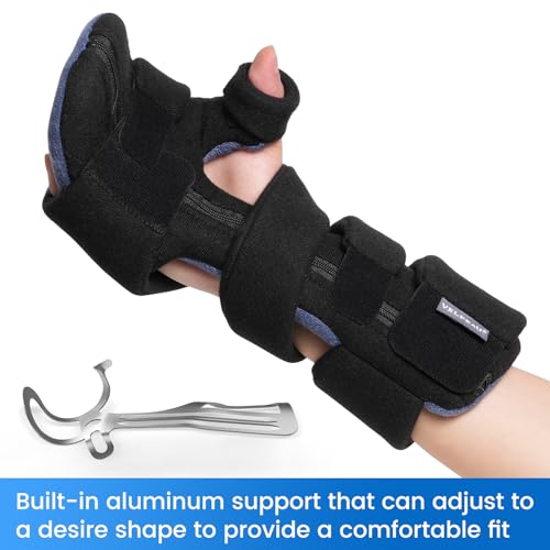 Velpeau Resting Hand Splint with Finger Separator Functional for Stroke Patient, Night Immobilizer Wrist Finger Brace for Muscle Atrophy Rehabilitation, Arthritis, Carpal Tunnel, Tendonitis (Left-M) Medium Left Hands