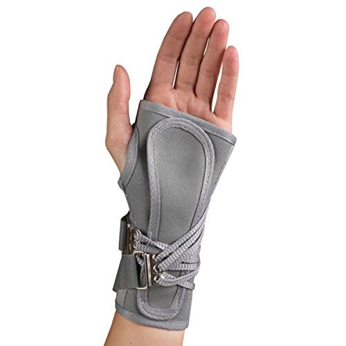OTC Wrist Splint, Cock-Up Lacing, Canvas, ProChoice, Grey, Medium (Left Hand) Medium (Pack of 1) Gray (Left Hand)