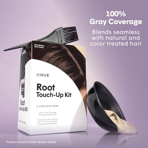 dpHUE Root Touch-Up Kit, Medium Brown - Permanent Hair Color for Gray Coverage - Includes Two Applications - Paraben, SLS & SLES Sulfate Free - Leaping Bunny Certified 1 Count (Pack of 1)