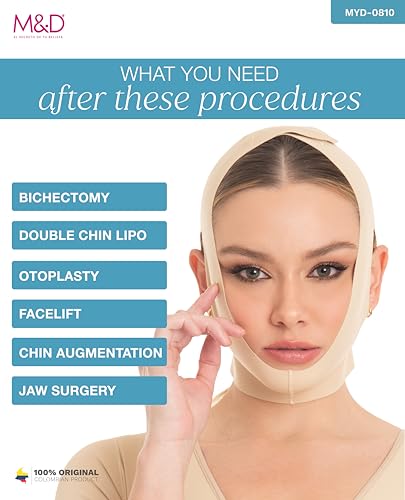 M&D Face Slimming Chin Strap Lipo Compression Garment Mentonera Postquirúrgica Facial Beige XL 0810 Beige X-Large