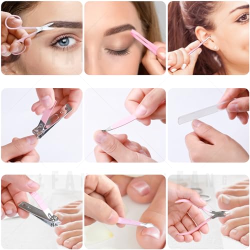 Manicure Set Pedicure Kit Nail Clippers Set Fingernail Clipper Set Ingrown Toenail Nail Kit Scissor Nail Trimmer Kit 15 Pieces Travel Nail Kit Care Grooming Tools with Fine Case Fine GIF (Pink_15in1) Pink_15 in 1