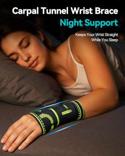 Carpal Tunnel Wrist Brace Night Support With Removable Splint For Women Men Right Black-L