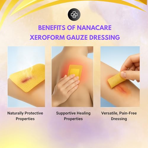 10 x Xeroform Petrolatum Dressing 4" x 4" + 2 Gauze Rolls - NanaCare