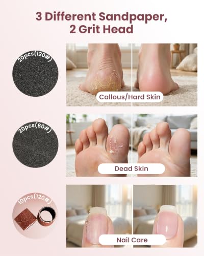 Electric Foot Callus Remover with Ice Compress, 50 Sanding Discs