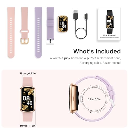 Health Fitness Tracker with 24/7 Heart Rate, Smart Watch with Blood Pressure and Blood Oxy-gen Monitor, Bulit-in 120+ Sport Mode, Sleep Tracking Waterproof Activity Tracker for Women Men Deep Purple