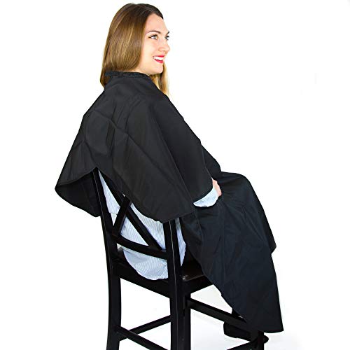 Black Hair Coloring Cape - Water-Resistant Salon Cape for Women Coloring Cape - Black W/ Pu Coating