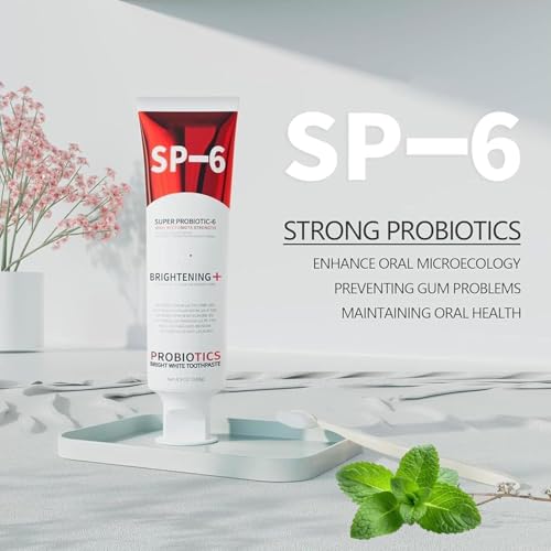 Sp-6 Probiotics Whitening Toothpaste, Sp-6 Ultra Whitening Toothpaste, Enhanced Formula with Enamel-Safe, Fluoride-Free, Fresh Breath Mint Flavor for Oral Health (3) 3