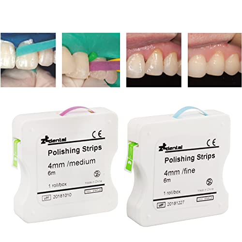 Dental Polishing Strips | Abrasive Finishing 4mm x 6M for Interproximal Teeth Cleaning Care | Whitening, Deep Sanding and Grinding (Blue + Pink) Blue + Pink