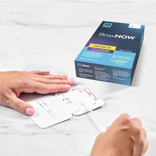 BinaxNOW COVID-19 Antigen Self Test, 1 Pack, 4 Tests Total, COVID Test With 15-Minute Results Without Sending to a Lab, Easy to Use at Home 4 Test Total